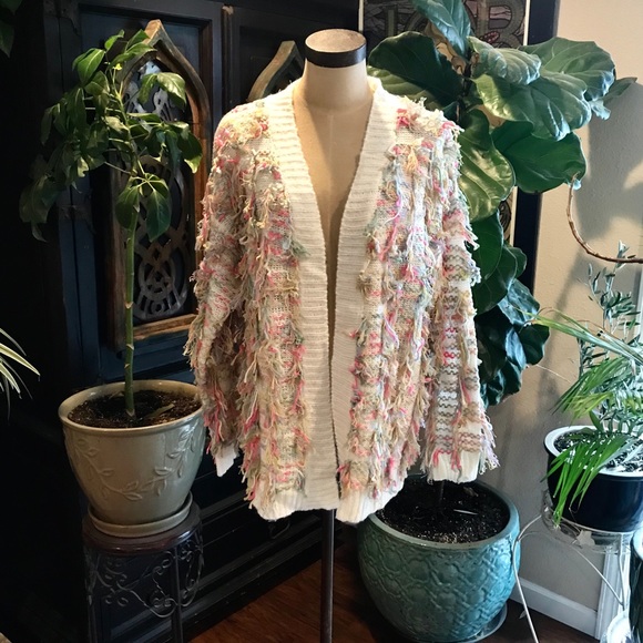 Brix tassel shag boho cardigan sweater knit - Picture 3 of 8